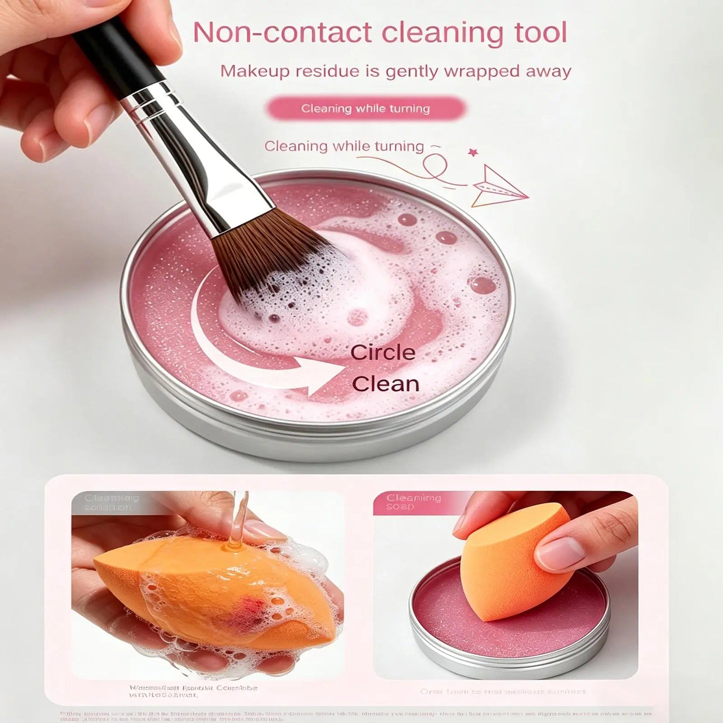 Makeup Brush Cleaner Soap & Silicone Scrubbing Mat Set