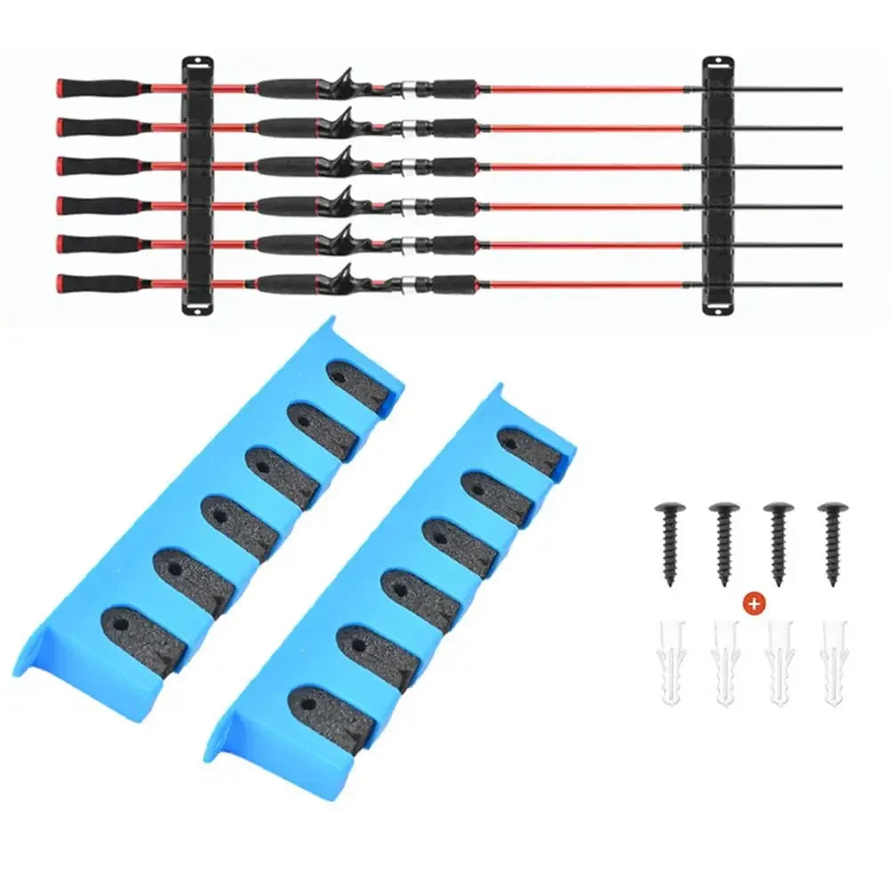 Easy-Install Fishing Rod Holder Wall Mounted Fixing Bracket for Boat Fishing Rod Holder Display Stand Fixed Frame Peaceful Pleasures Health and Wellness horizontal BLUE
