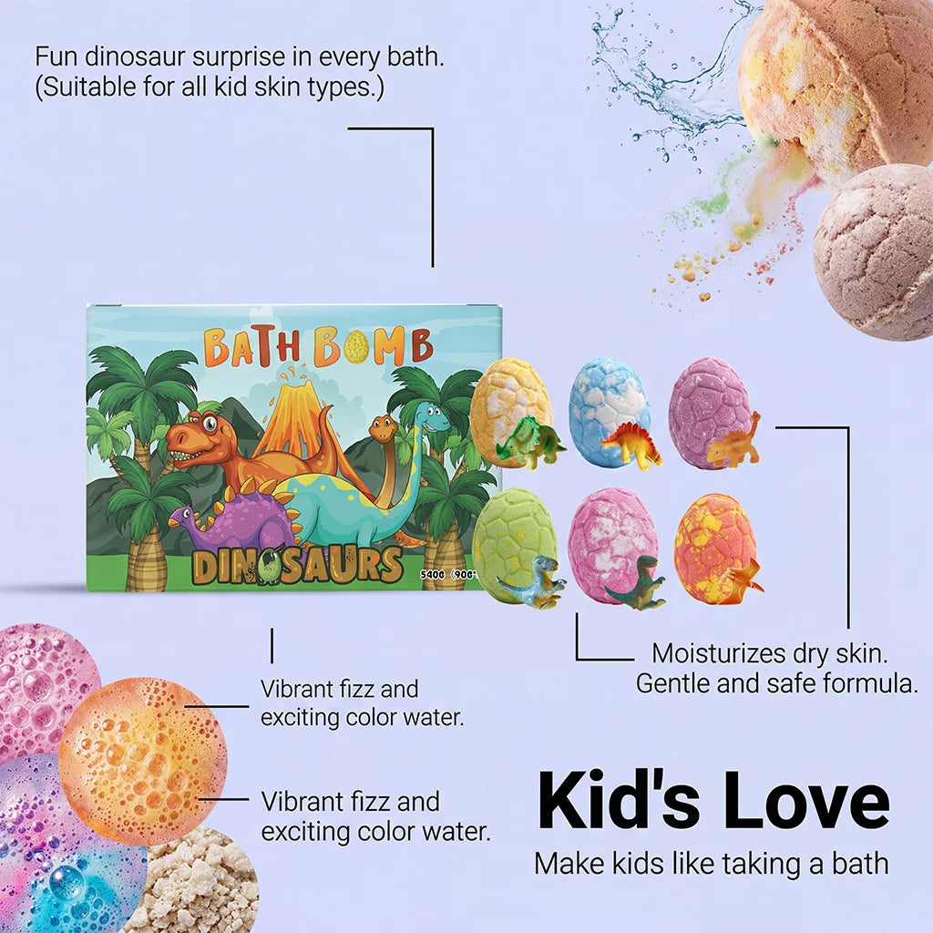 Dinosaur Egg Bath Bombs Inside Surprise Toys Rich Bubble Funny Shower Relaxing Colorful Bath Bombs Kids Friendly Kids Gifts Set Peaceful Pleasures Health and Wellness