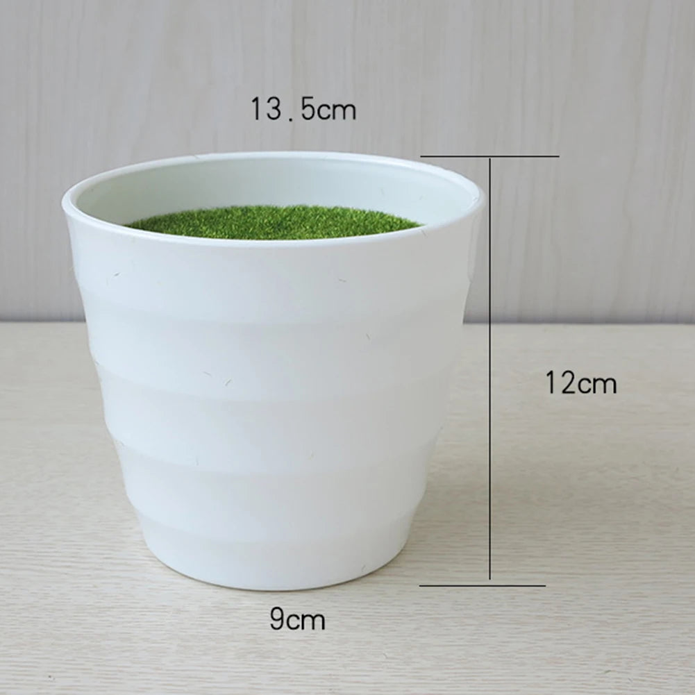 Artificial Pot Plants Nursery Lawn Vase White Plastic Thick Flower