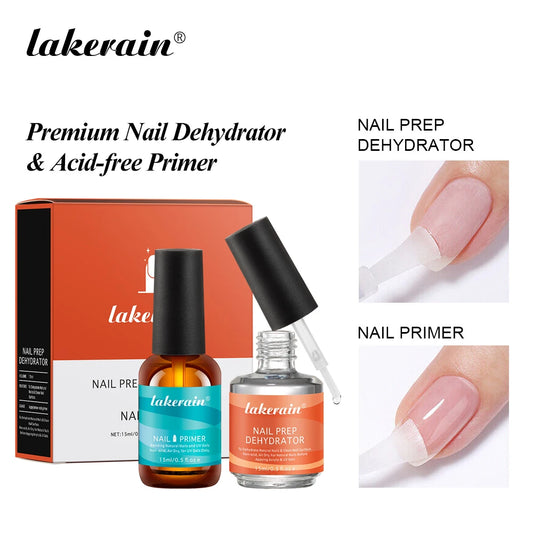 Nail Primer Fast Dry Prep Dehydrator Clean & Extend Nails 2 IN 1 Acid-free Formula Odorless Non-toxic Nail Art Essentials Set Peaceful Pleasures Health and Wellness
