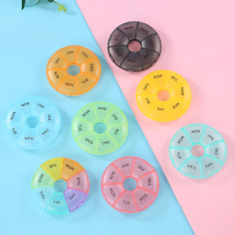 7-Day Weekly Pill Organizer | Portable Round Travel Pill Case