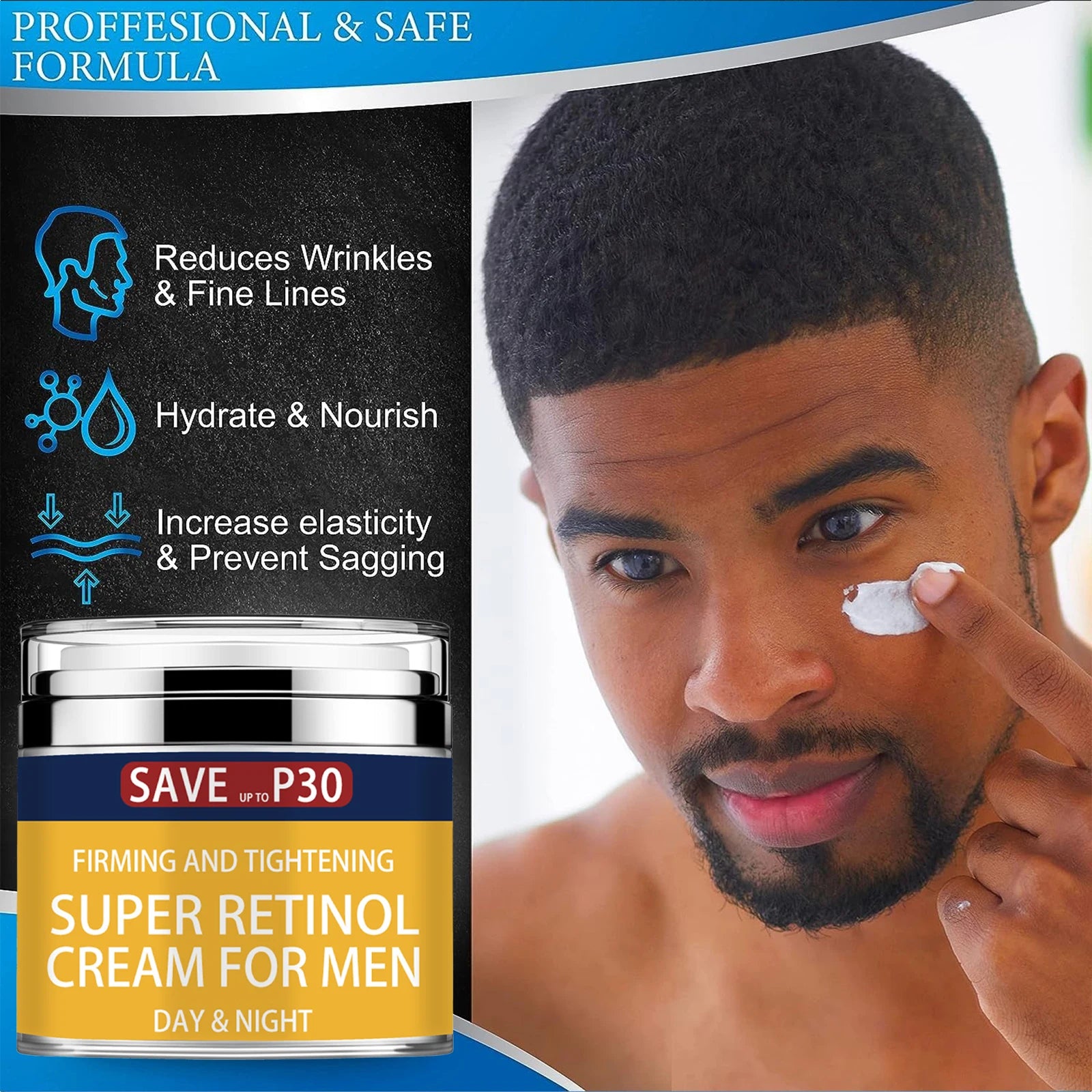 Men's Face Cream Moisturizer Anti Aging Cream For Men, Collagen, Retinol & Hyaluronic Acid Day & Night Cream Anti Wrinkle Facial Peaceful Pleasures Health and Wellness