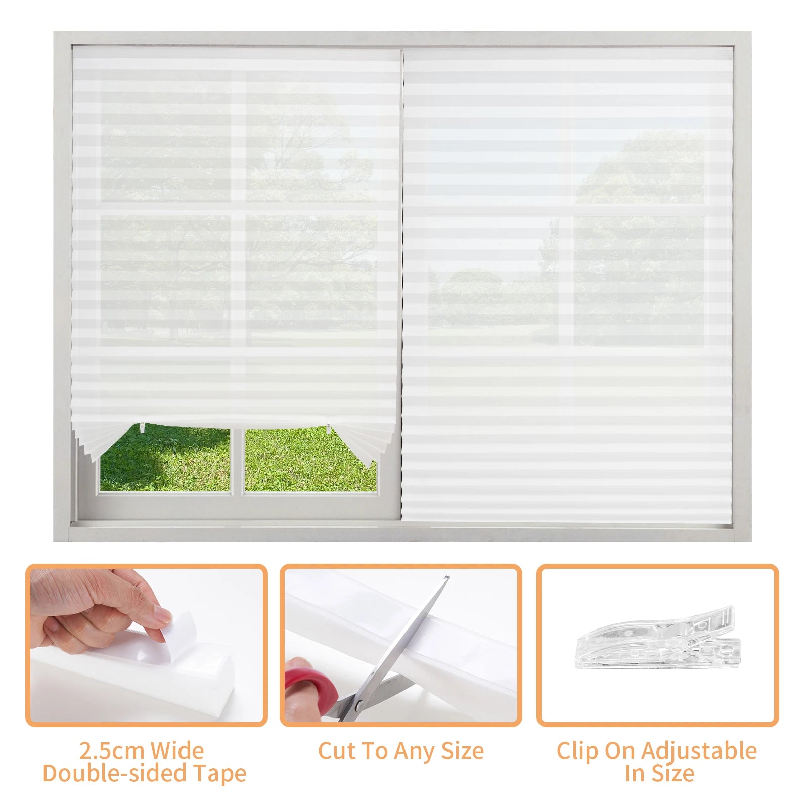 No Drill Blinds for Windows Blinds Stick on Curtains Blinds Light Filtering Privacy Protection Easy to Cut & Install with 2 Clip Peaceful Pleasures Health and Wellness