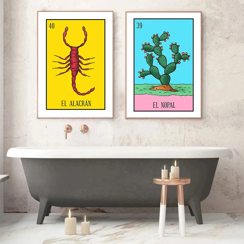 Mexico Skull Musician Tarot Canvas Wall Art | Cactus Decor