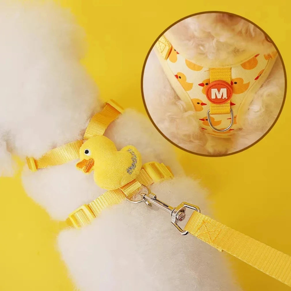 Cartoon Duck Dog Harness & Leash Set | Adjustable Pet Vest