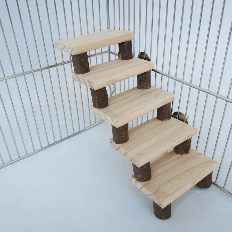 Natural Wood Parrot & Hamster Ladder Perch Chew Toy Stick