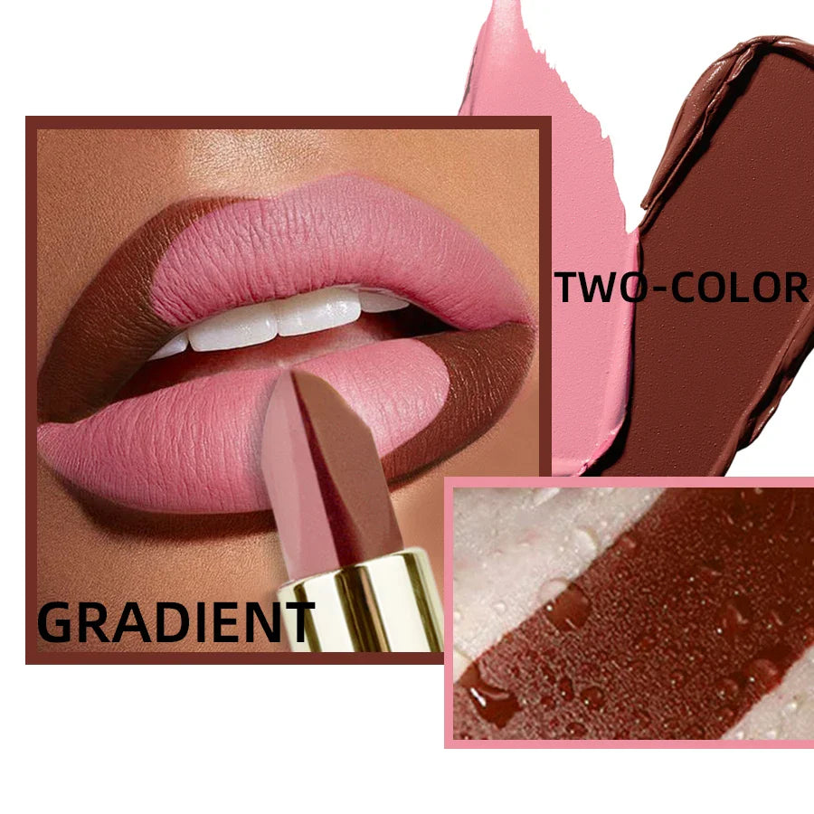 KAFURUX Two-Tone Matte Lipstick | Waterproof Long-Lasting Lip