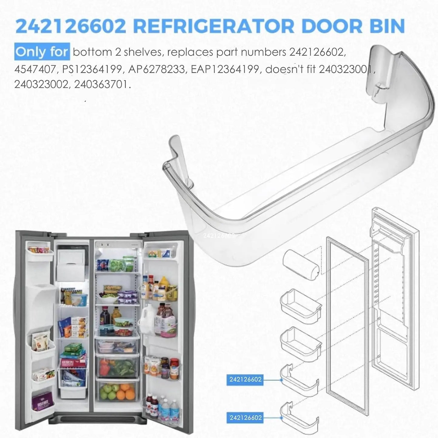 Frigidaire Kenmore Electrolux Fridge Door Shelf Bin Replacement
