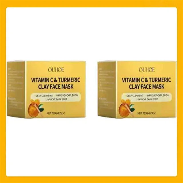 Vitamin C Turmeric Mud Mask Cleansing Shrinking Pores Moisturizer Brighten Deep Hydration Lightening Reduce Dullness Clay Mask Peaceful Pleasures Health and Wellness 2pcs