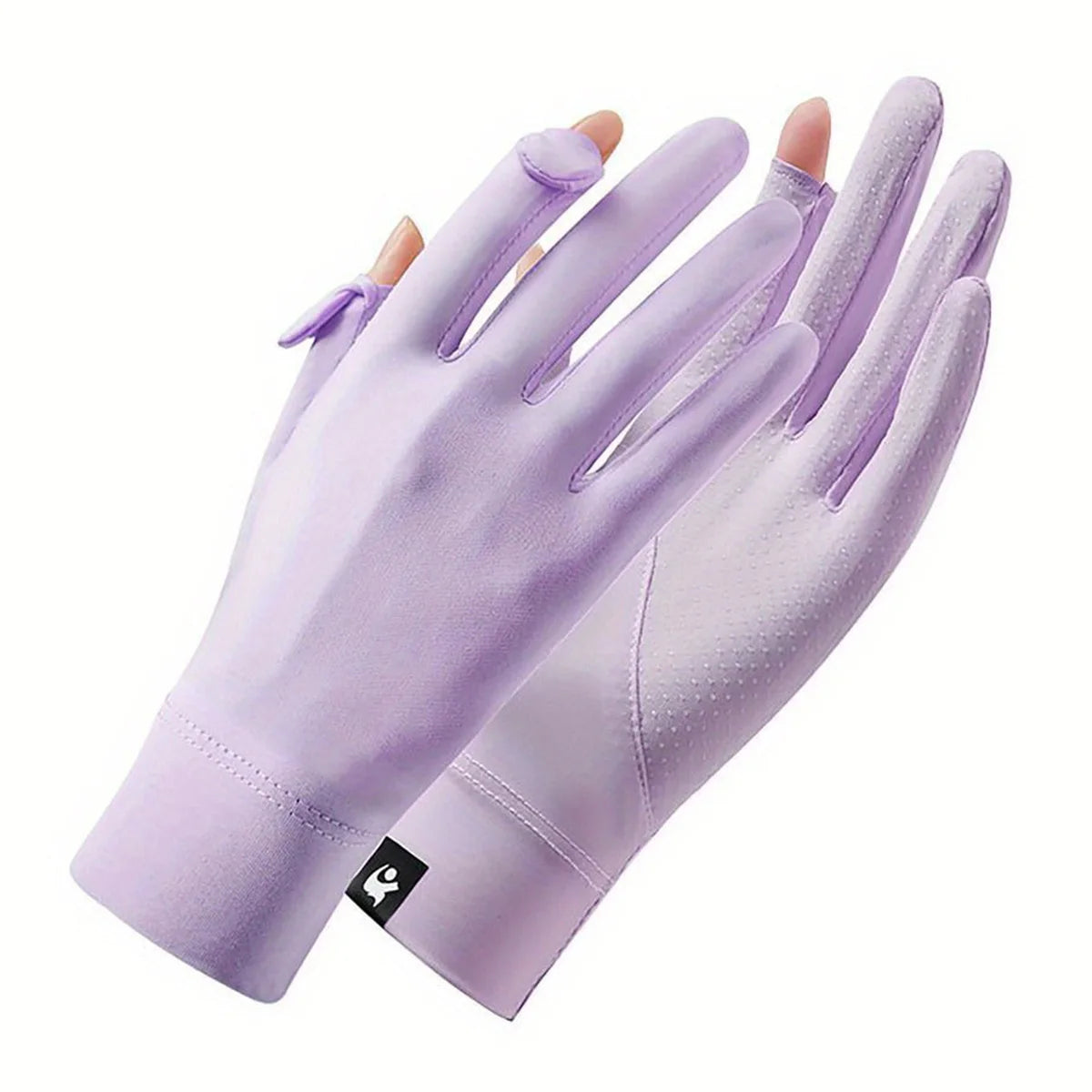 One Pair Summer New Ice Silk Sunscreen Gloves Flip Cover Casual Driving Ice Feel Cycling Anti slip Finger Peaceful Pleasures Health and Wellness Purple
