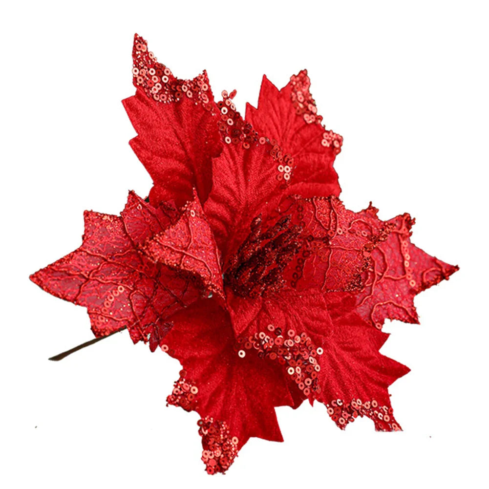 20cm Flannel Christmas Flower Ornament | DIY Tree Decoration