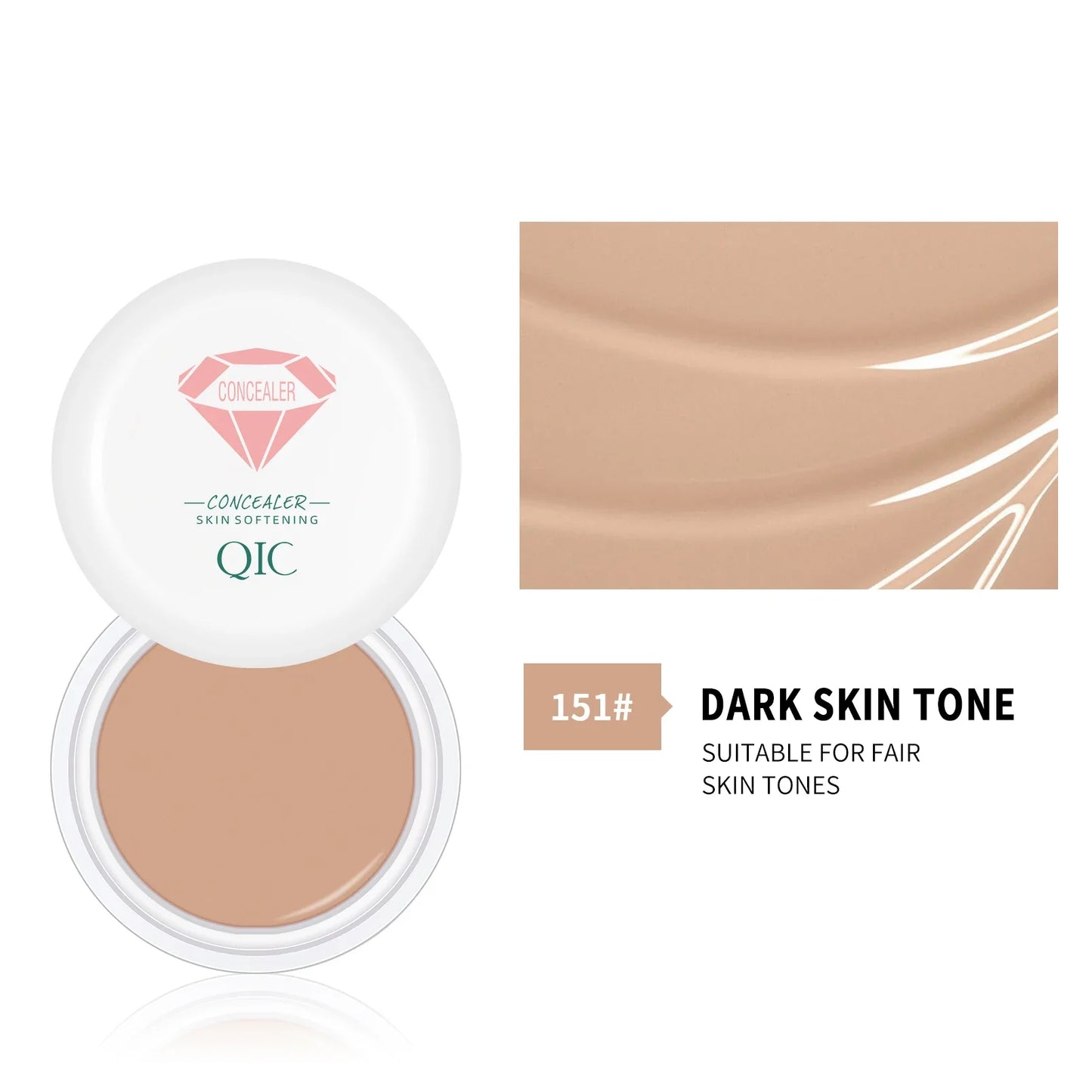 QIC Hydrating Waterproof Concealer – Full Coverage Cream