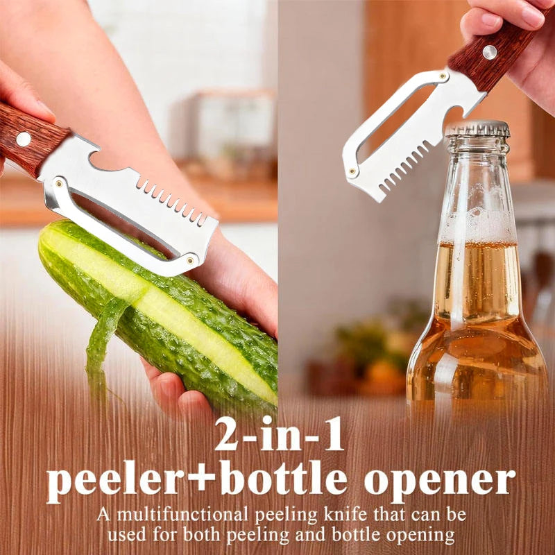 2-in-1 Stainless Steel Peeler & Bottle Opener | Kitchen Tool