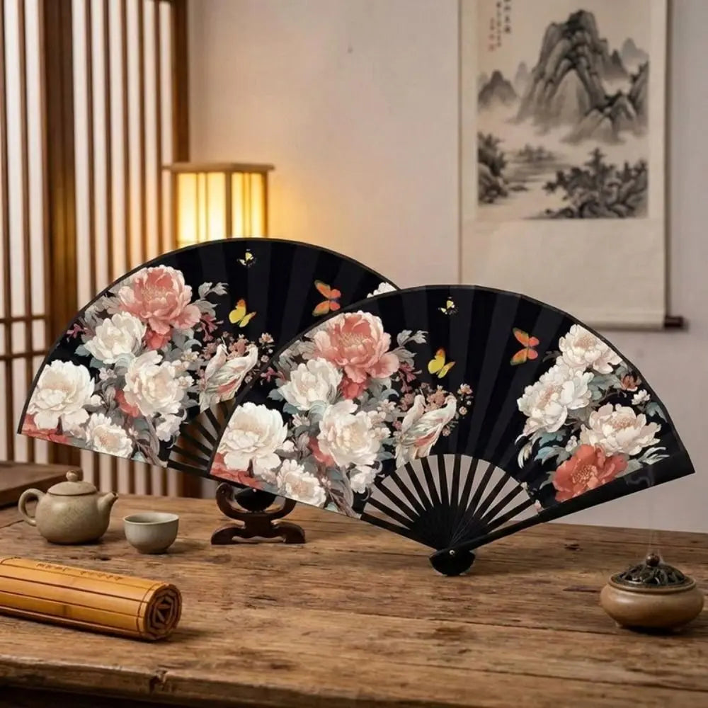 Chinese Silk Folding Hand Fan – Handmade Flower Dance Fan Gift