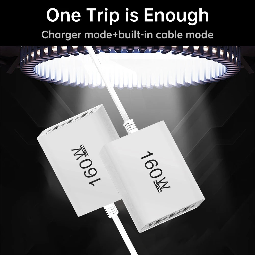 160W 7-Port USB Wall Charger PD QC3.0 Fast Charging EU US Peaceful Pleasures Health and Wellness