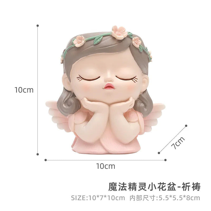 Girl Head Planter Cartoon Girl Statue Figurine Resin Creative Flowerpot for Living Room Indoor Outdoor Garden Tabletop Gifts Peaceful Pleasures Health and Wellness B