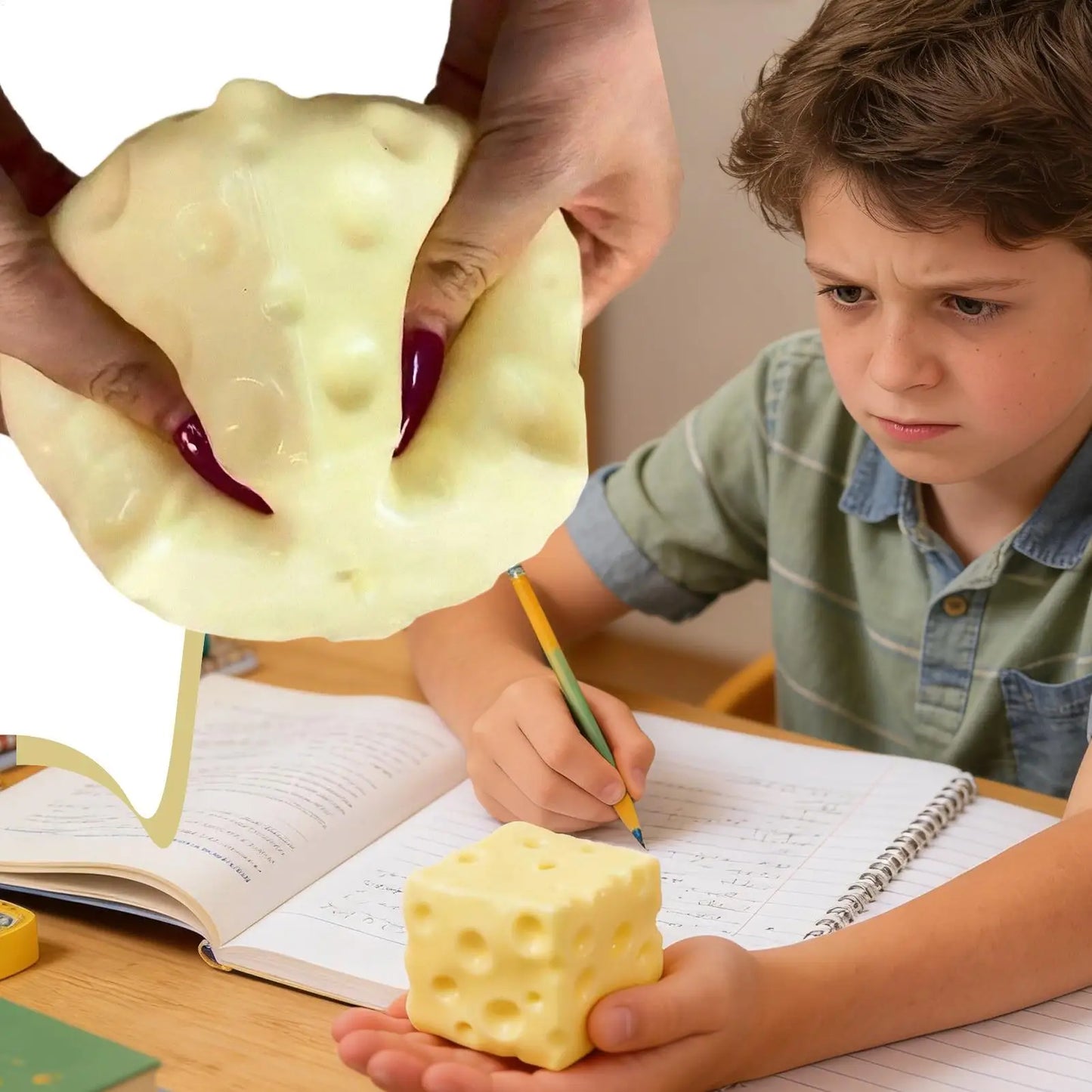 Jumbo Cheese Cube Fidget Squeeze Ball | Sensory Toy & Gift