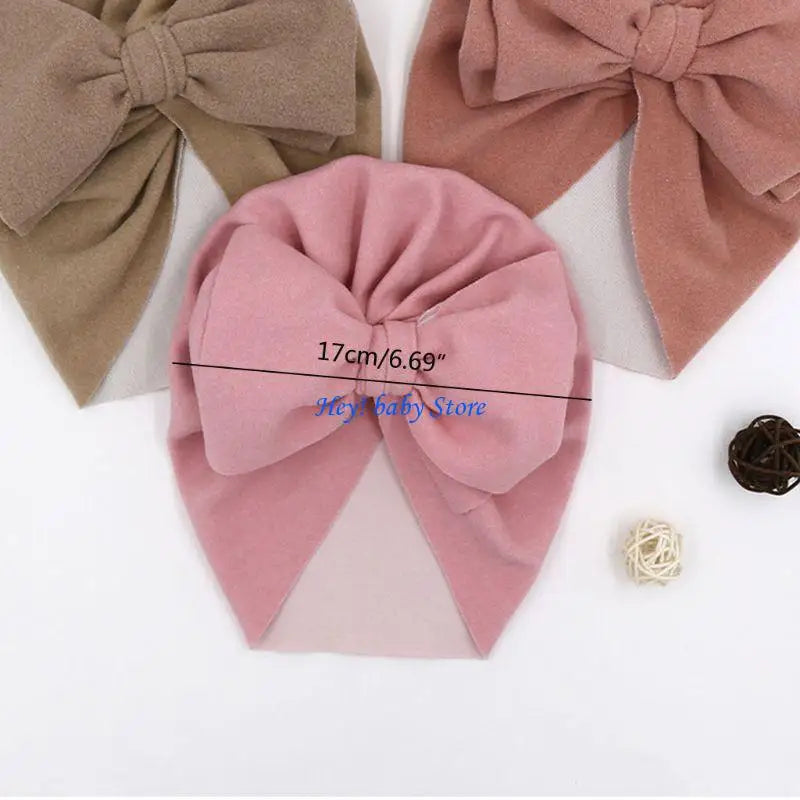 Baby Girl Big Bow Turban Hat | Newborn Photo Prop Beanie