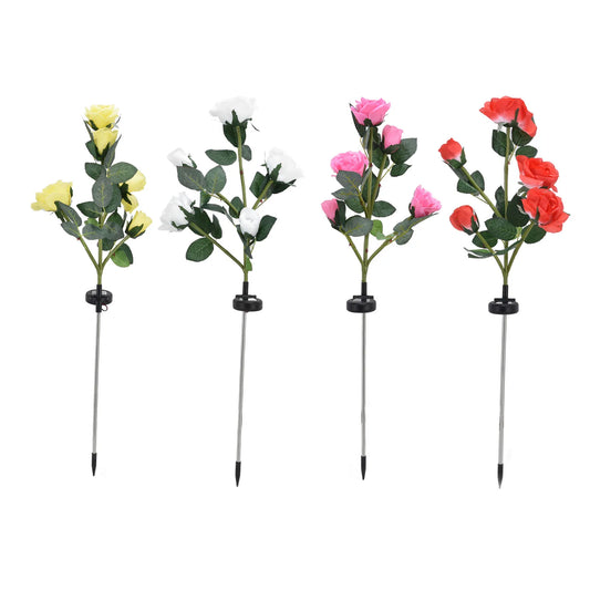 Solar Flower Lights Solar Flowers Intelligent Light Control Polysilicon Material Waterproof Function for Courtyard for Garden Peaceful Pleasures Health and Wellness