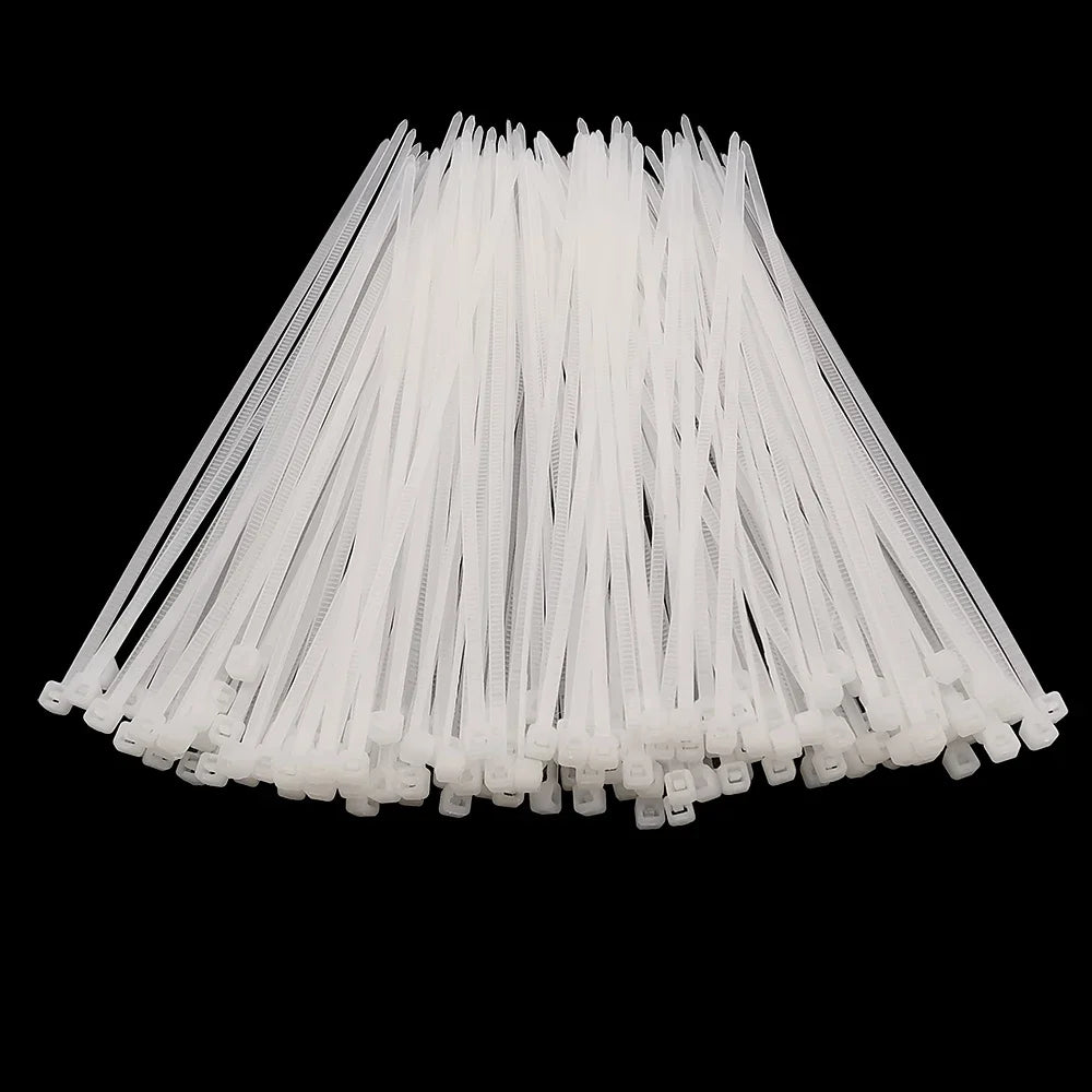 100Pcs White Nylon Self-Locking Cable Ties | Multi-Size Wire Organiser Nylon Cable Ties Peaceful Pleasures Health and Wellness