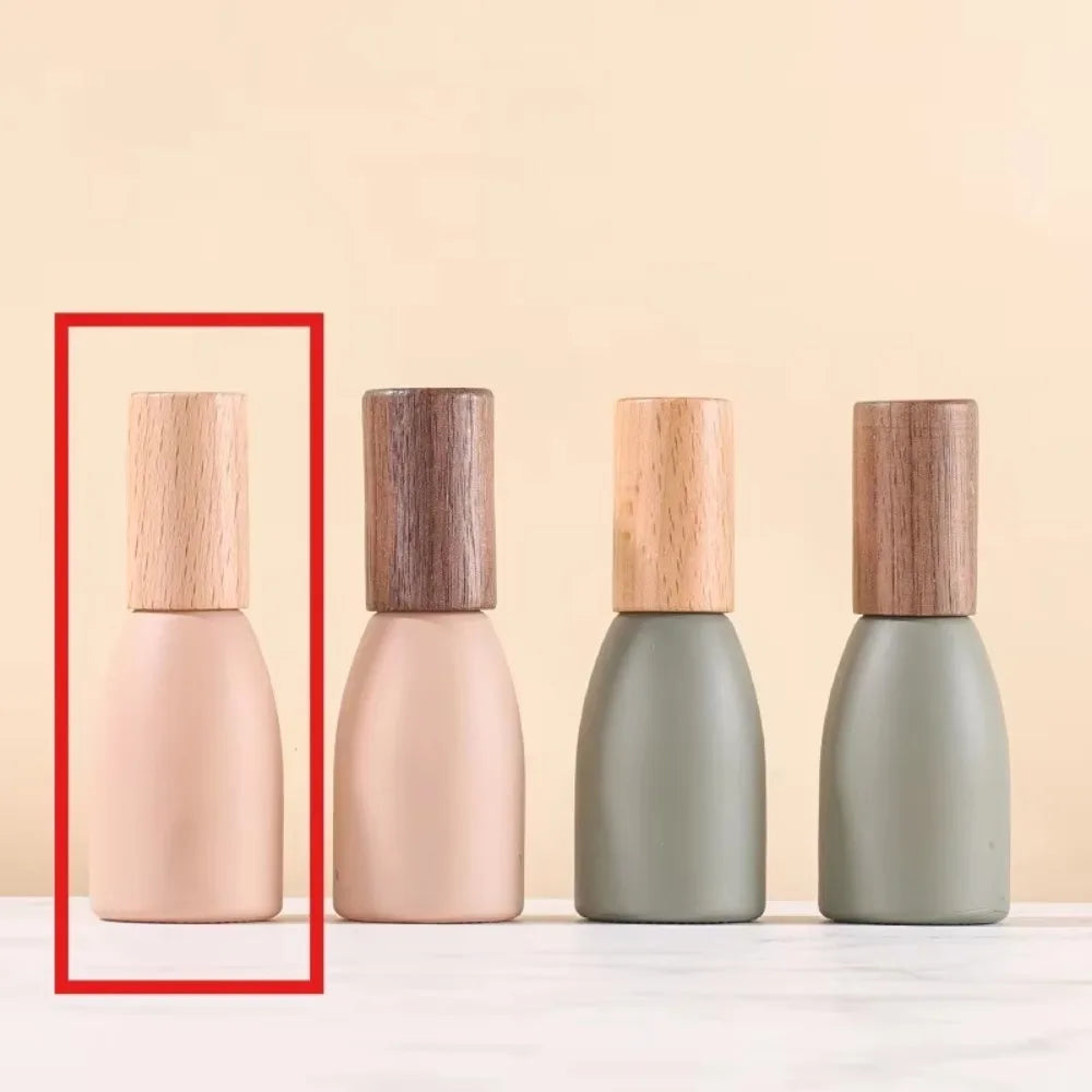 Portable Glass Perfume Bottle Empty Wood Lid Roll-on Bottle High Quality 10ml Essential Oil Roller Bottle Makeup Tool Peaceful Pleasures Health and Wellness Beech pink