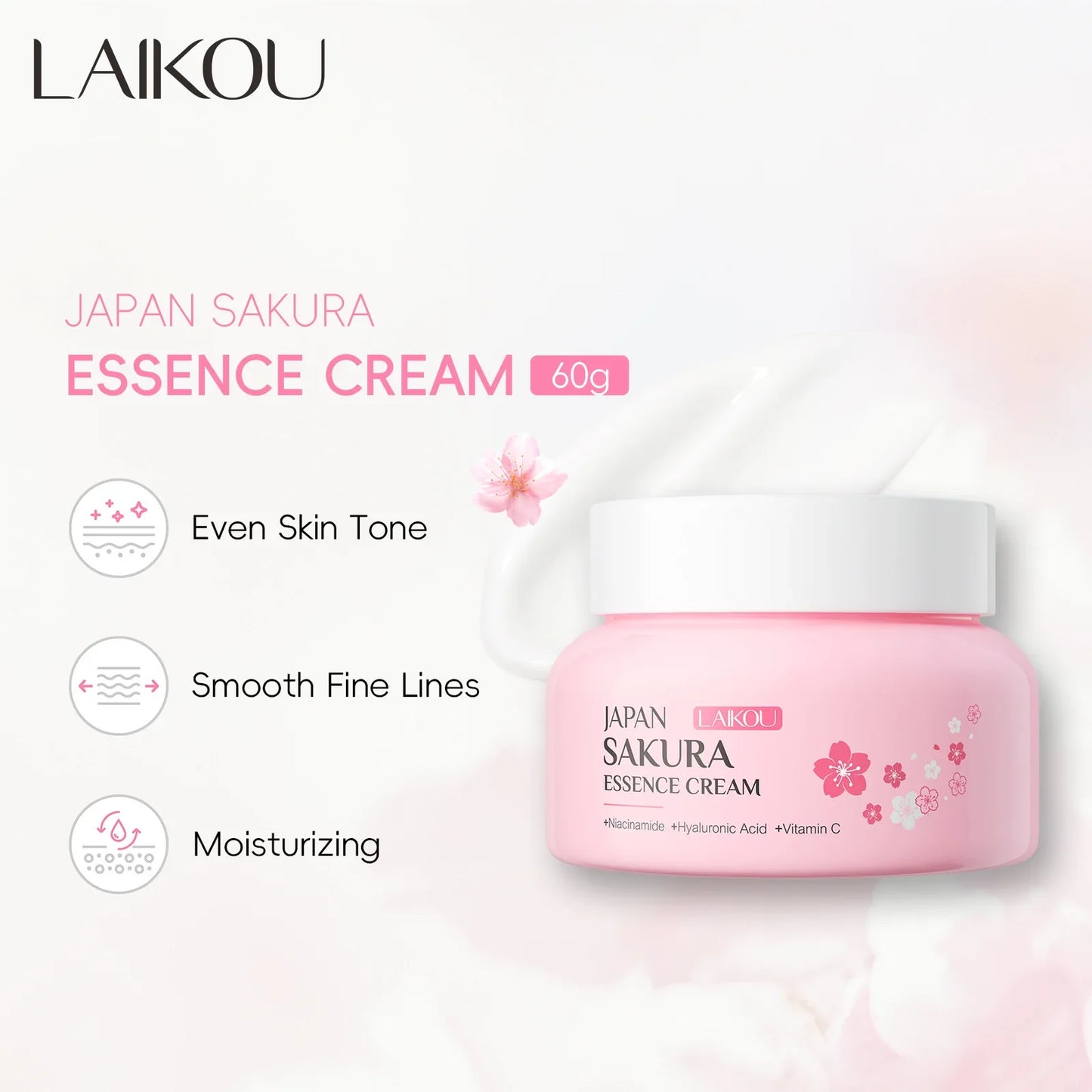 LAIKOU Sakura Face Cream 60g – Hydrating & Nourishing Moisturizer