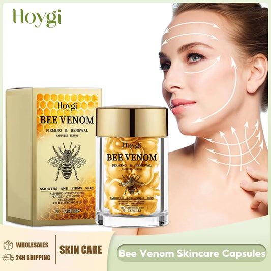 Bee Venom Facial Essence Capsule Fade Fine Line Firming Lifting Improve Sagging Skin Increase Elasticity Repair Tightening Serum Peaceful Pleasures Health and Wellness