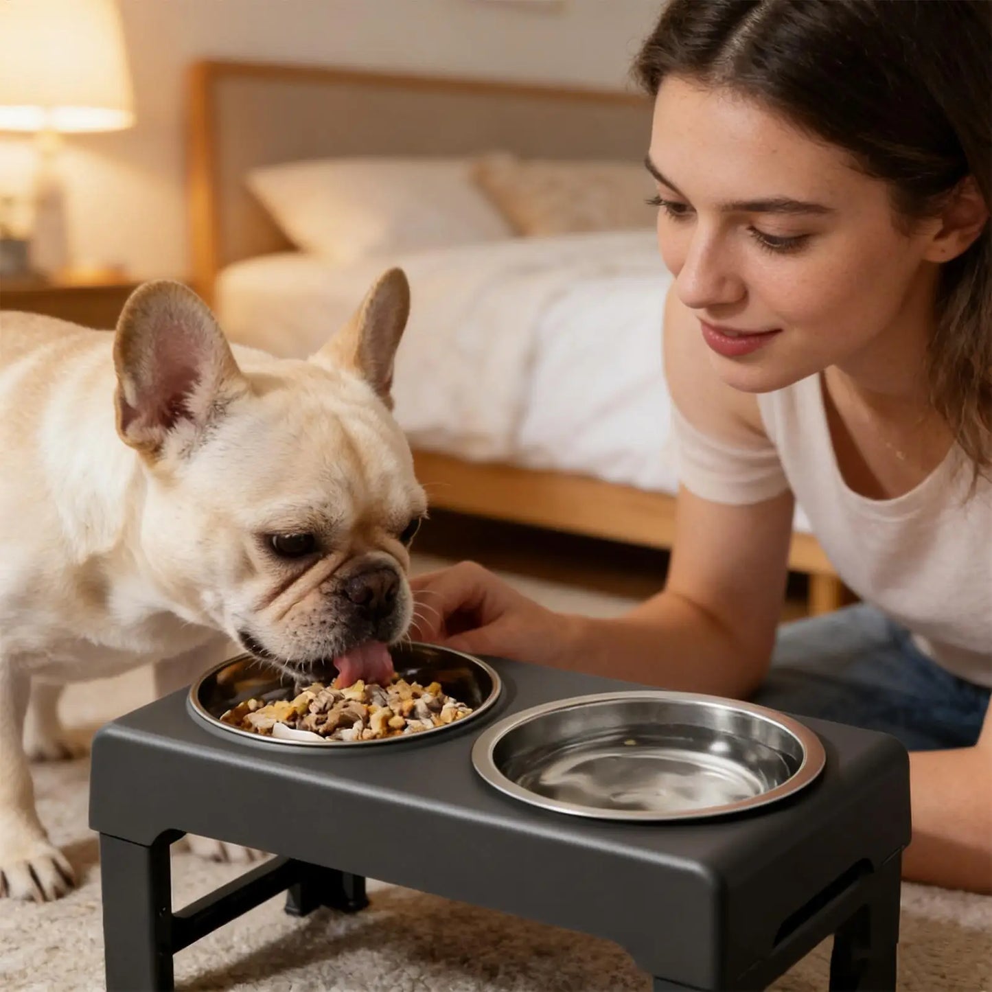 Elevated Double Pet Feeder | 3-Height Adjustable Cat & Dog Bowl Elevated Pet Feeder Peaceful Pleasures Health and Wellness