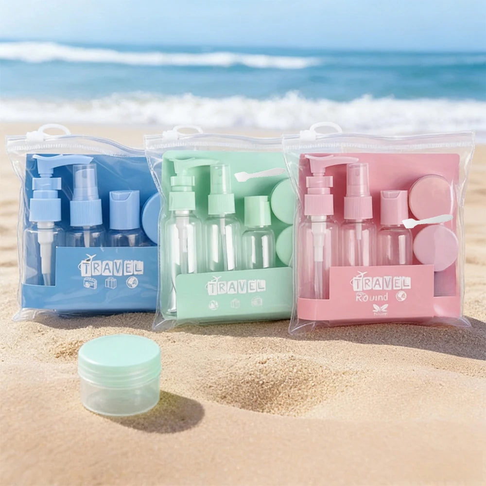 6-Piece Leak-Proof Refillable Travel Bottle Set + Toiletry Bag
