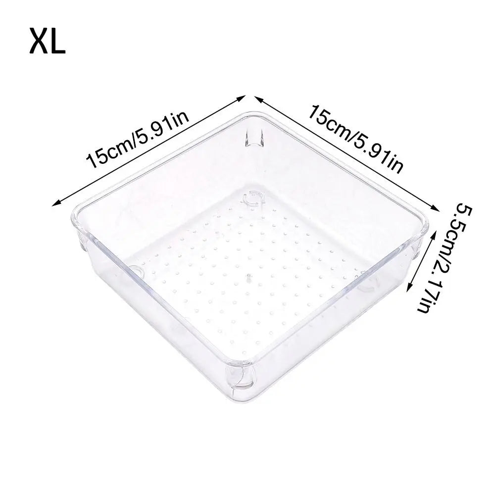 Durable S/M/L/XL/XXL Desktop Storage Box Transparent Sundries Sorting Storage Organizer Drawer Plastic Cosmetics Organizer Boxes Peaceful Pleasures Health and Wellness XL-Style2
