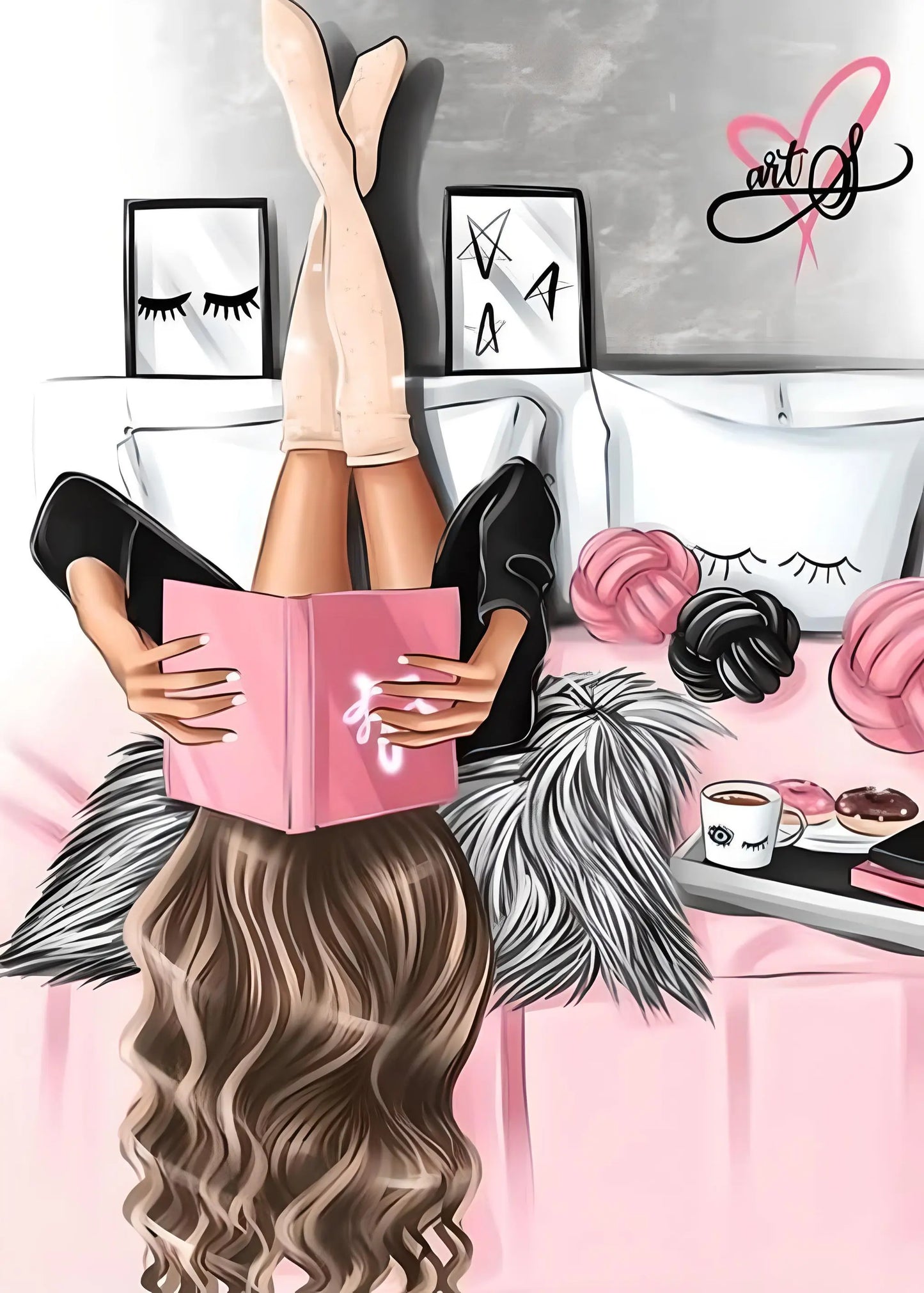 Girly Pink Makeup Canvas Wall Art | Bedroom Décor Poster