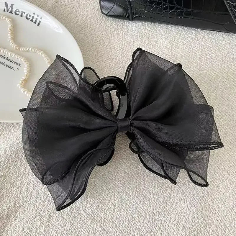 Sweet Organza Reversible Bow Large Hair Claw Clip