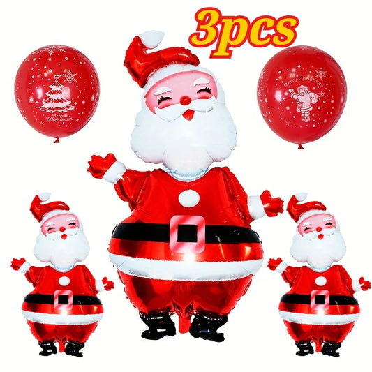 3-Pack Christmas Foil Balloons – Santa & Snowman Party Decor Holiday Foil Balloons Oasis Select