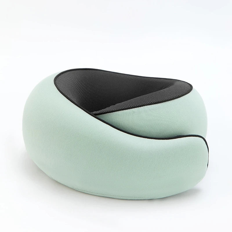 High-Density Memory Foam Neck Travel Pillow 360° Surround Support Ergonomic Design for Airplane Travel Comfort Peaceful Pleasures Health and Wellness Neck Pillow Green