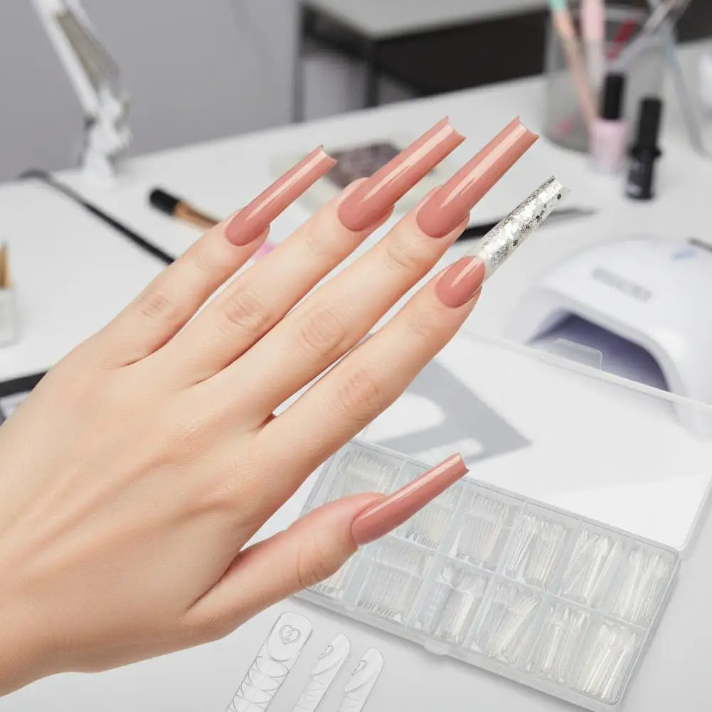 Clear Poly Nail Extension Forms 60/150Pcs – Square Full Cover Tips