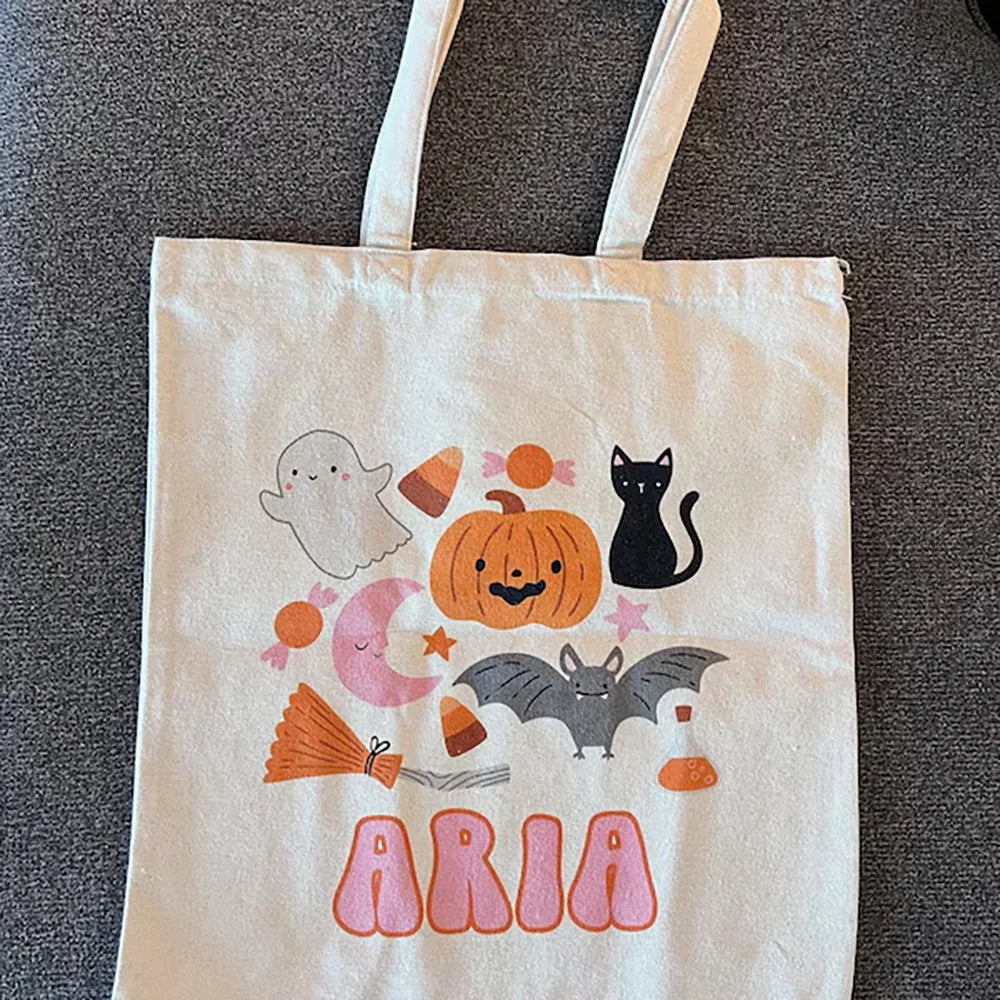 Personalized Halloween Trick or Treat Tote Bags – Set of 3 Personalized Tote Bag Peaceful Pleasures Health and Wellness