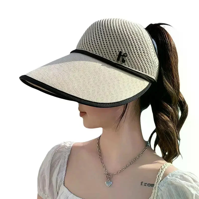 Wide Brim Straw Sun Hat – Foldable, UV-Blocking Beach Hat