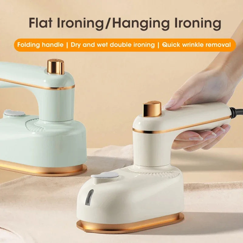 Mini Portable Travel Iron Dual Steam and Dry Electric Fast Heating Rotating Water Spray Gentle on Clothes Peaceful Pleasures Health and Wellness