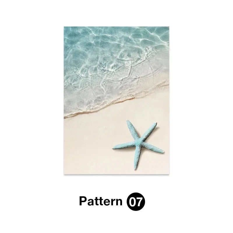 Tropical Ocean Beach Shell Canvas Wall Art | Unframed Print