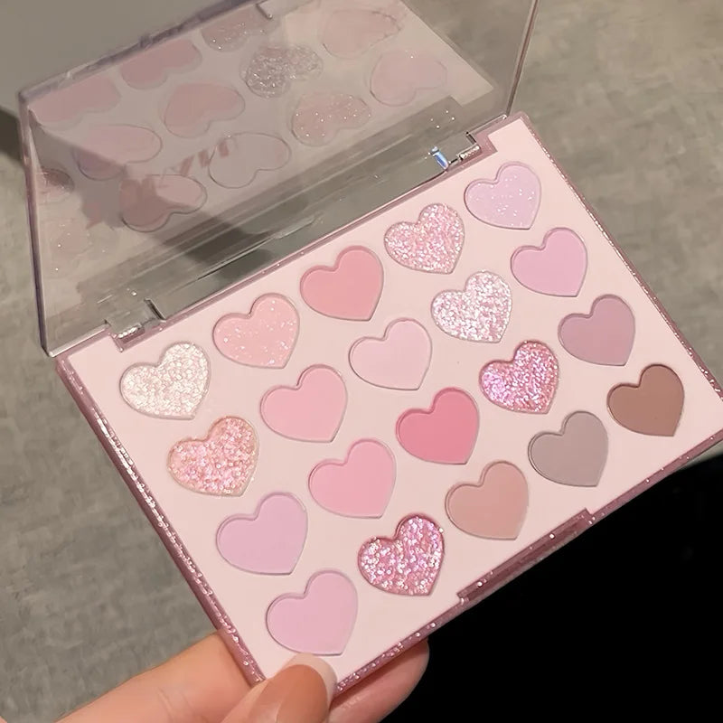 DIKALU 20-Color Heart Eyeshadow Palette – Glitter & Shimmer