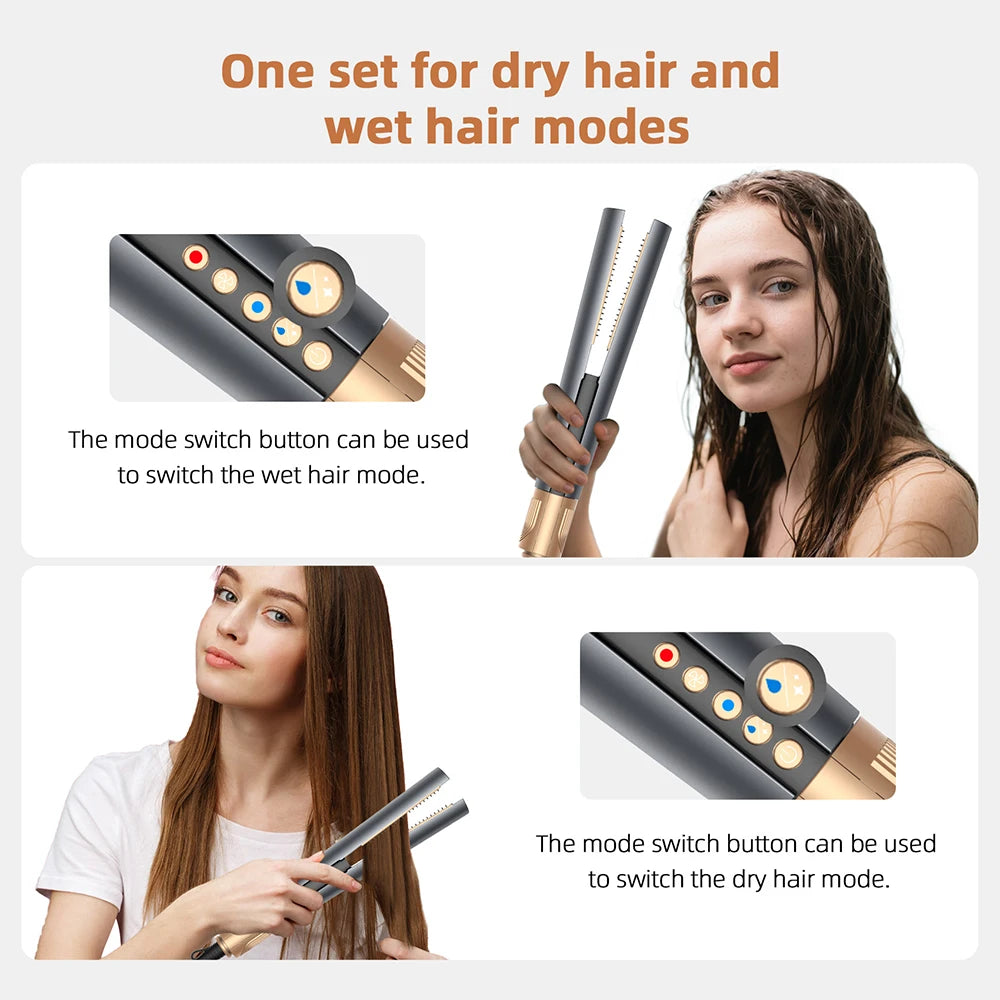 Professional 3-in-1 Hair Dryer and Straightener Negative Ion Hot Air Brush Long Lasting Styling Tool Wet and Dry Straightener Peaceful Pleasures Health and Wellness