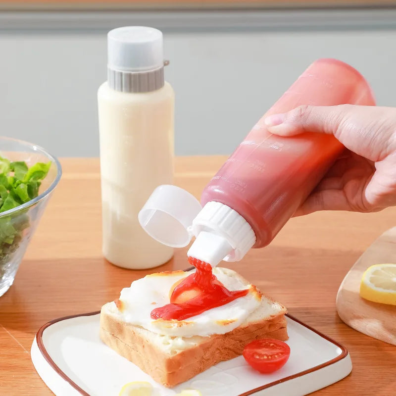 350ml Kitchen Measuring Ketchup Mayonnaise Condiment Squeeze Bottle Cream Honey 5-Hole Seasoning Bottle Sauce Dressing Dispenser Peaceful Pleasures Health and Wellness