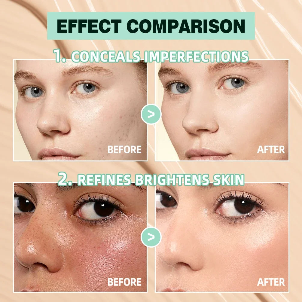 QIBEST Liquid Foundation Cream For Face High Coverage Makeup Base Waterproof Moisturizing Concealer Professional Cosmetics Peaceful Pleasures Health and Wellness