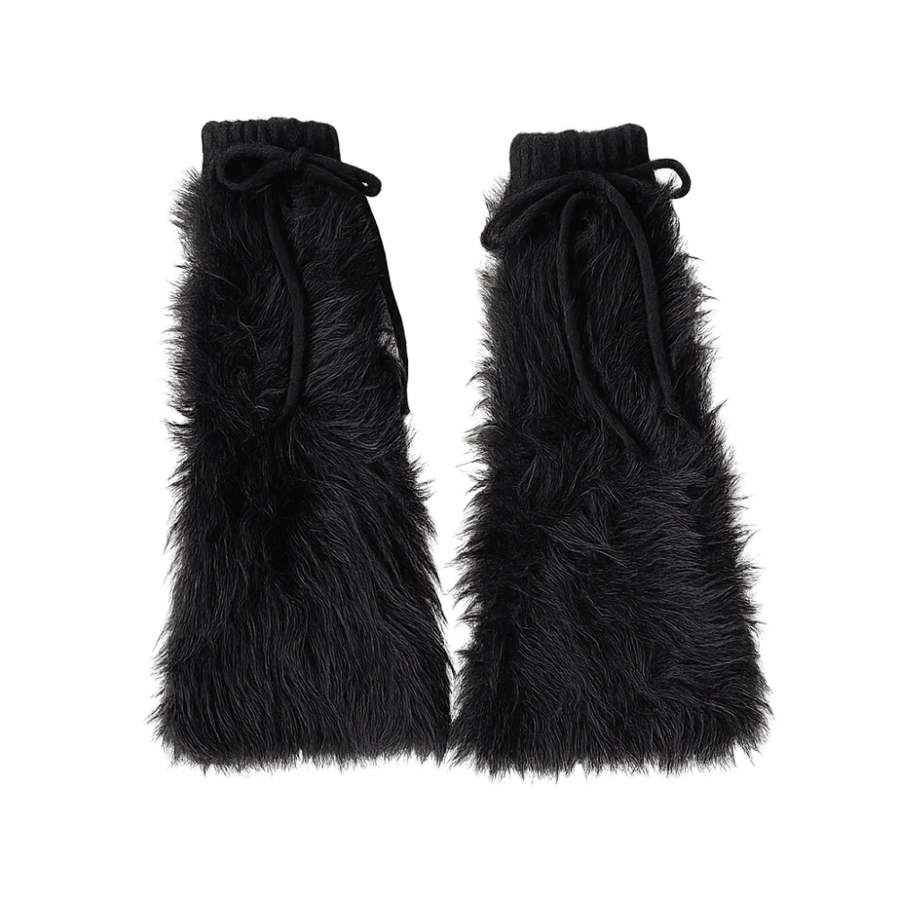 Autumn Winter Thickened Cold Resistant Adorable Subculture JK Fashionable Trendy Fur Lined Sock Boots Warm Sock Sleeves Fashion Peaceful Pleasures Health and Wellness black One Size