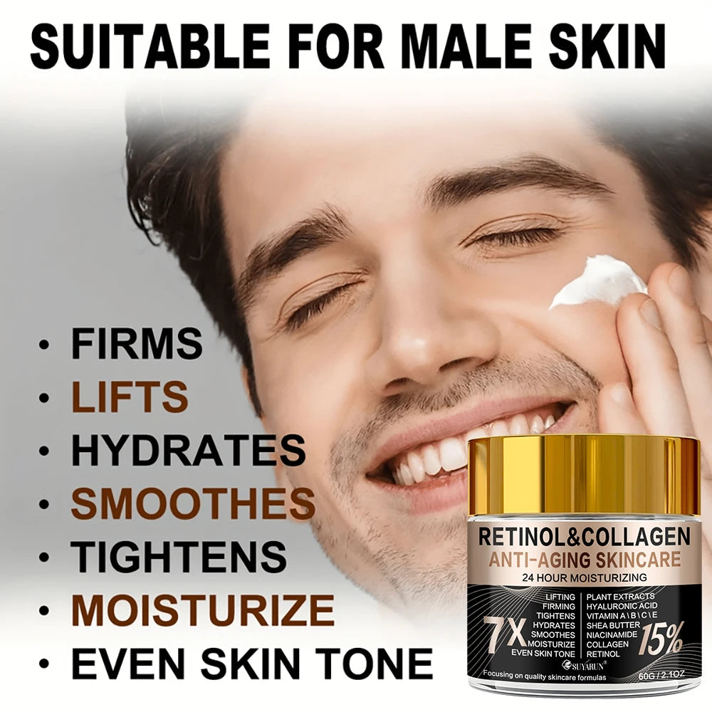Retinol Collagen Anti-Aging Face & Eye Cream in Glass Jar - Moisturizing & Wrinkle Reduction for Firm Skin. Peaceful Pleasures Health and Wellness