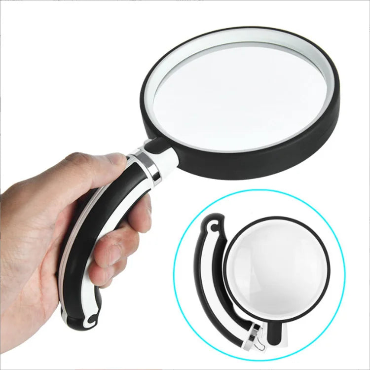 Rubber Handle Magnifier Folding and Rotating Handheld Magnifying Glass for Elderly High-Definition Reading Peaceful Pleasures Health and Wellness