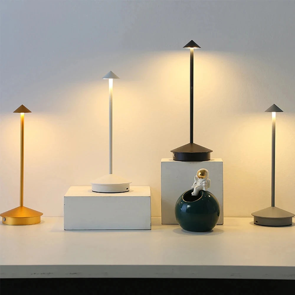 Rechargeable Table LED Lamp Touch Sensor Night Desk Lamp for Restaurant Hotel Bar Bedroom 3 Color Temperatures Stepless Dimming Peaceful Pleasures Health and Wellness