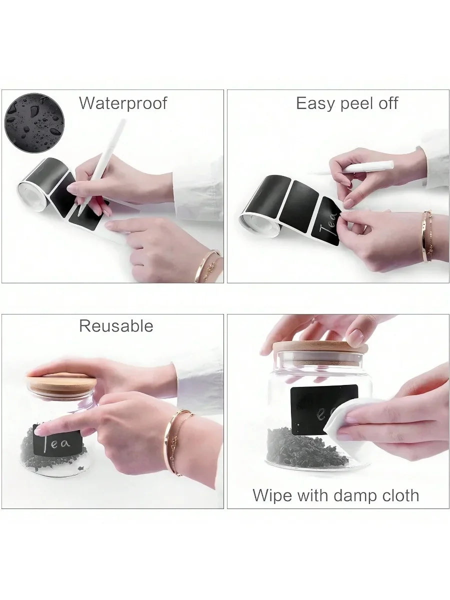 Black Waterproof Reusable Chalkboard Label Stickers for Jars