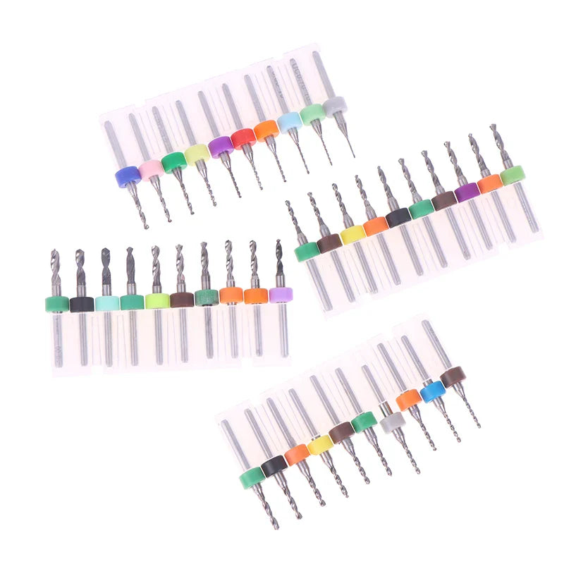 PCB Micro Drill Bit Set – 10pc Tungsten Carbide CNC Bits